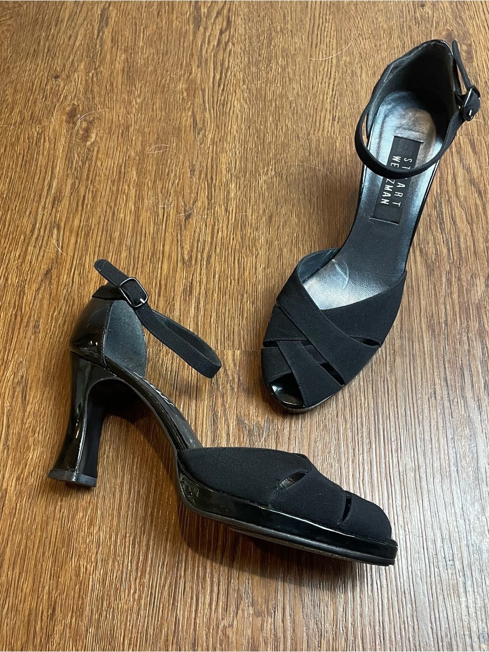 Vintage Stuart Weitzman Black Ankle-Strap Heels Size 7.5